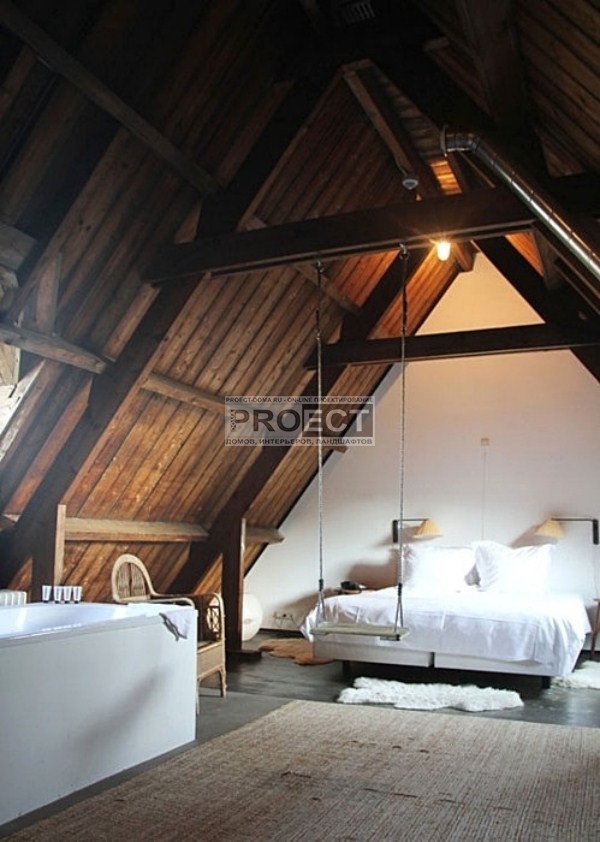 спальня в деревянном доме | bedroom