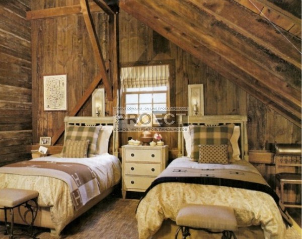 спальня в деревянном доме | bedroom