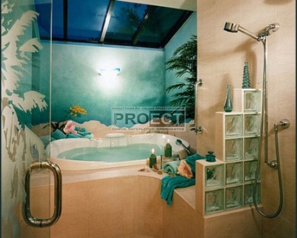 ванная комната в тропическом стиле